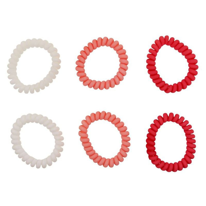 SOHO Thia Spiral Hair elastics, 6 pcs - Pink - Hair Accessories | Fashiongirl