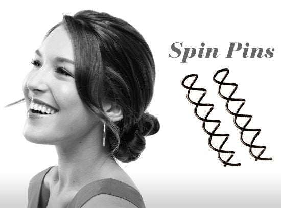 Spin Pins hairpins w/ Black Pearl 2 pcs - Hair Accessories | Fashiongirl