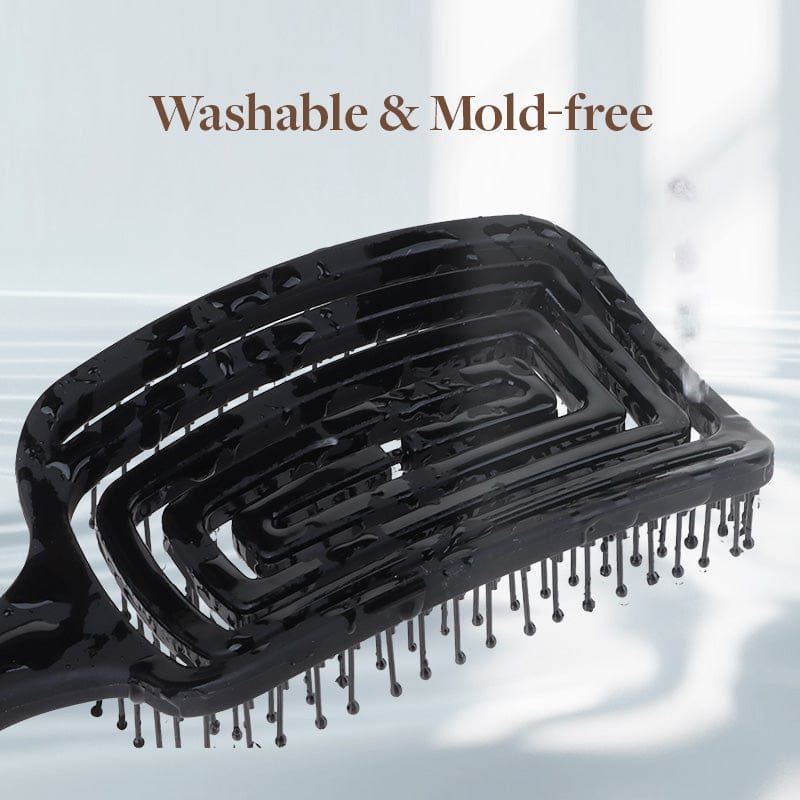 TBC Detangling Hair Brush - Wet &amp; Dry Hollow Brush - Black - Hair Styling tool