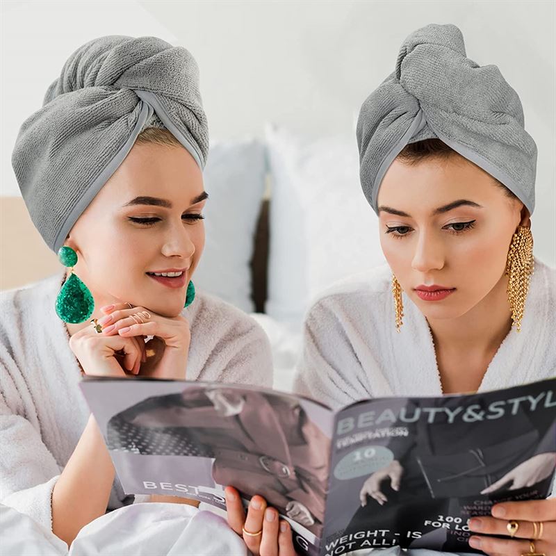 Turban Hair Towel - Quick Dry Microfibre Hair Towel - Grey - | Fashiongirl