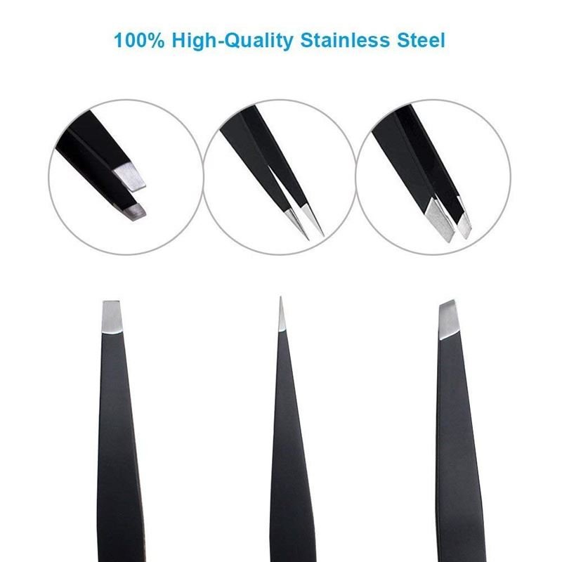 Tweezers / Tweezer 3 set with leather case | for eyebrow plucking and hair removal - | Fashiongirl