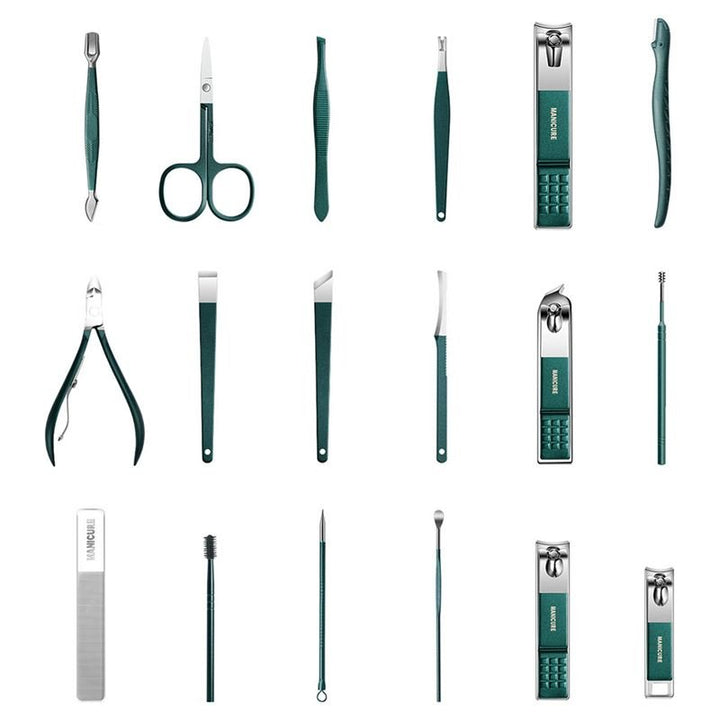 UNIQ 18 - in - 1 Manicure / Grooming Set for nails, feet, face - Dark green - | Fashiongirl