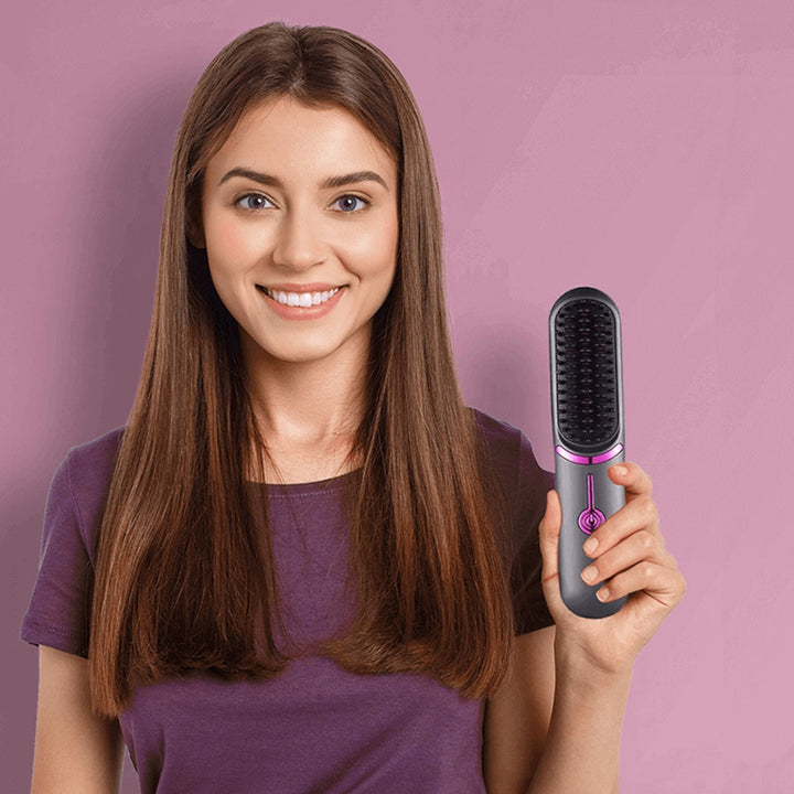 UNIQ 2-in-1 Cordless Hair Straightening Brush & Curler with USB-C - Uncategorized - UNIQ