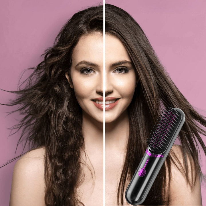 UNIQ 2-in-1 Cordless Hair Straightening Brush & Curler with USB-C - Uncategorized - UNIQ