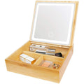 UNIQ 2-in-1-LED-Spiegel-Schmuckkästchen/Organizer – Wunderschönes Bambuskästchen für Make-up und Schmuck – | Fashiongirl