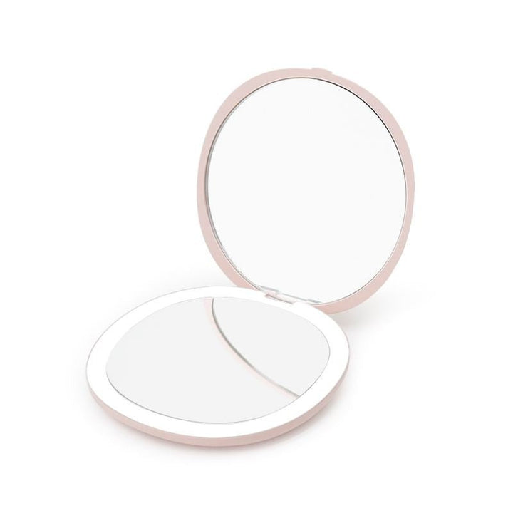 UNIQ Compact Double - sided Travel Mirror with LED (5x magnification) - Rose - | Fashiongirl