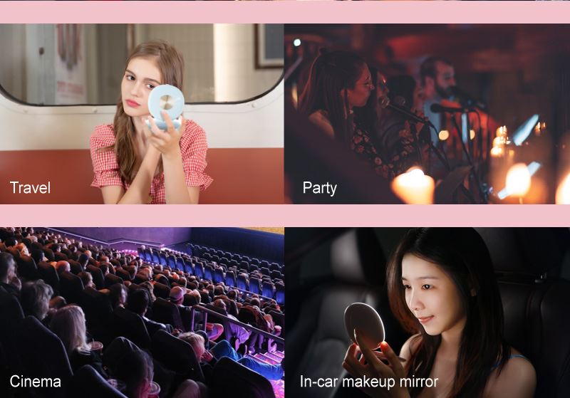 UNIQ Compact Double - sided Travel Mirror with LED (5x magnification) - Rose - | Fashiongirl