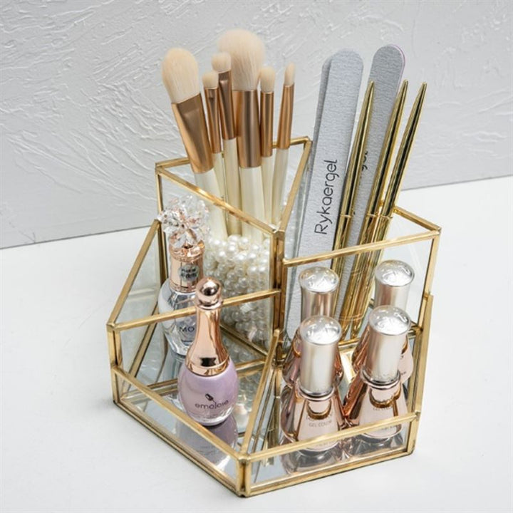 UNIQ Geometric Makeup Organiser - Gold - | Fashiongirl