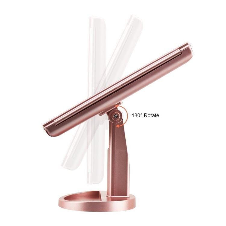 UNIQ Hollywood Makeup Mirror Trifold mirror with LED light, RoseGold - | Fashiongirl