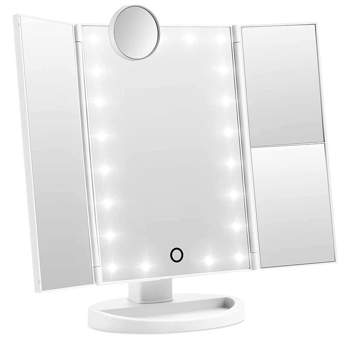 UNIQ Hollywood Makeup Mirror Trifold mirror with LED light, White - | Fashiongirl