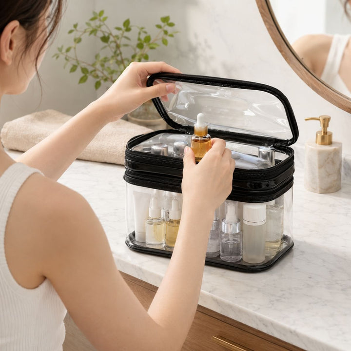 UNIQ Hubbel Clear Toiletry Bag Travel Makeup Bag - Black – image 2