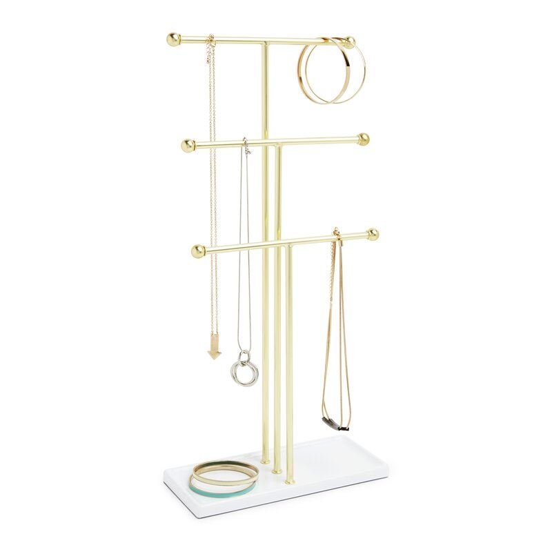 UNIQ Jewellery stand / Jewellery tree with 3 levels - Gold / White - | Fashiongirl