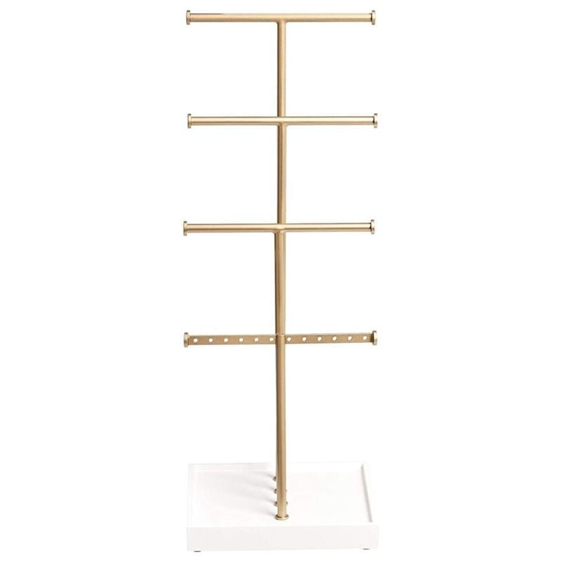UNIQ Jewellery stand with four levels - White/brass - | Fashiongirl