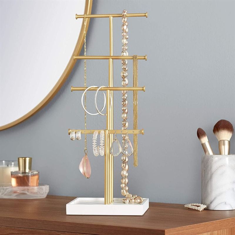 UNIQ Jewellery stand with four levels - White/brass - | Fashiongirl