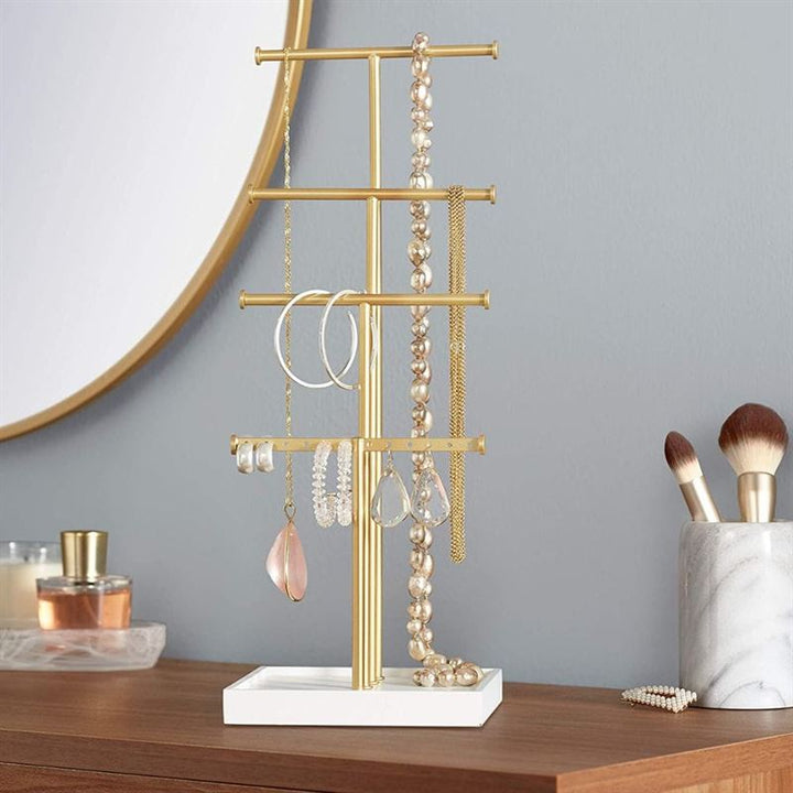 UNIQ Jewellery stand with four levels - White/brass - | Fashiongirl