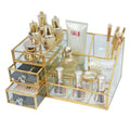UNIQ Makeup Organiser with two drawers - Gold - | Fashiongirl