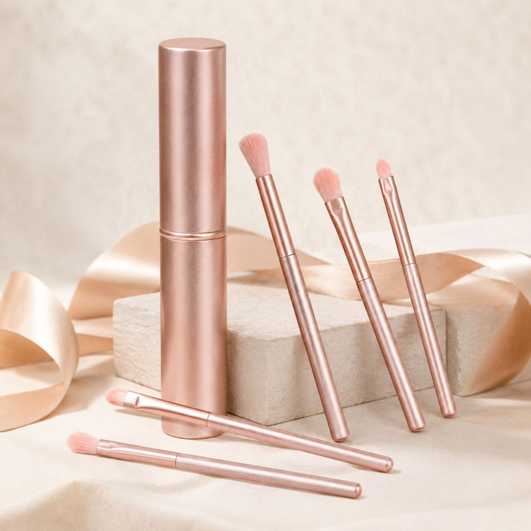 UNIQ Technique PRO Rose Lens Eyeshadow Brush Set with Storage Box (5 Pcs) - Brush sets - UNIQ