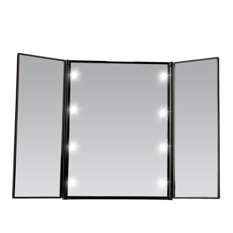 UNIQ Vanity Tri - fold Makeup Mirror with LED light, black - | Fashiongirl