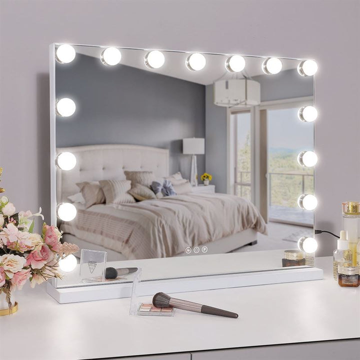 UNIQ XL Hollywood Vanity Mirror with 15 LED bulbs and touch function - White - Mirror