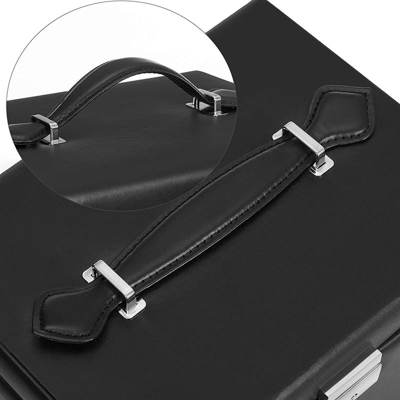 UNIQ XL Leather jewellery box with 20 compartments and lock - Black - Jewelry Box