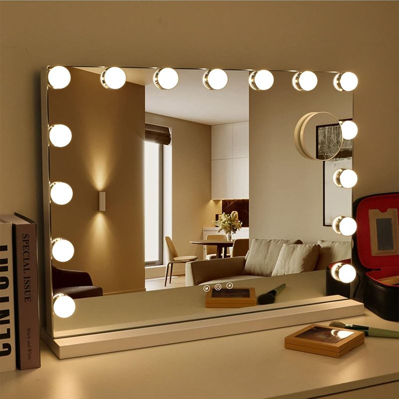 UNIQ XL Luxury Hollywood Vanity Mirror with 15 LED Lights and Touch Function – White - Mirror