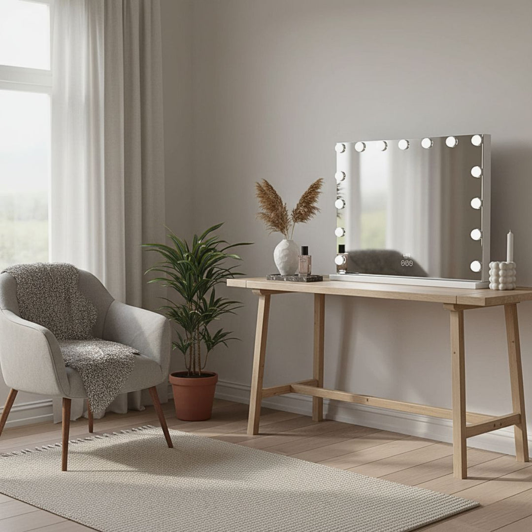 UNIQ XL Luxury Hollywood Makeup Mirror with 15 LED Lights & Touch Control